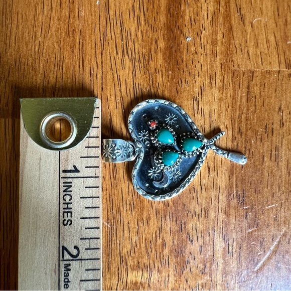 925 Sterling Silver Heart Snake Cactus Pendant Southwest Desert Boho - Picture 14 of 14